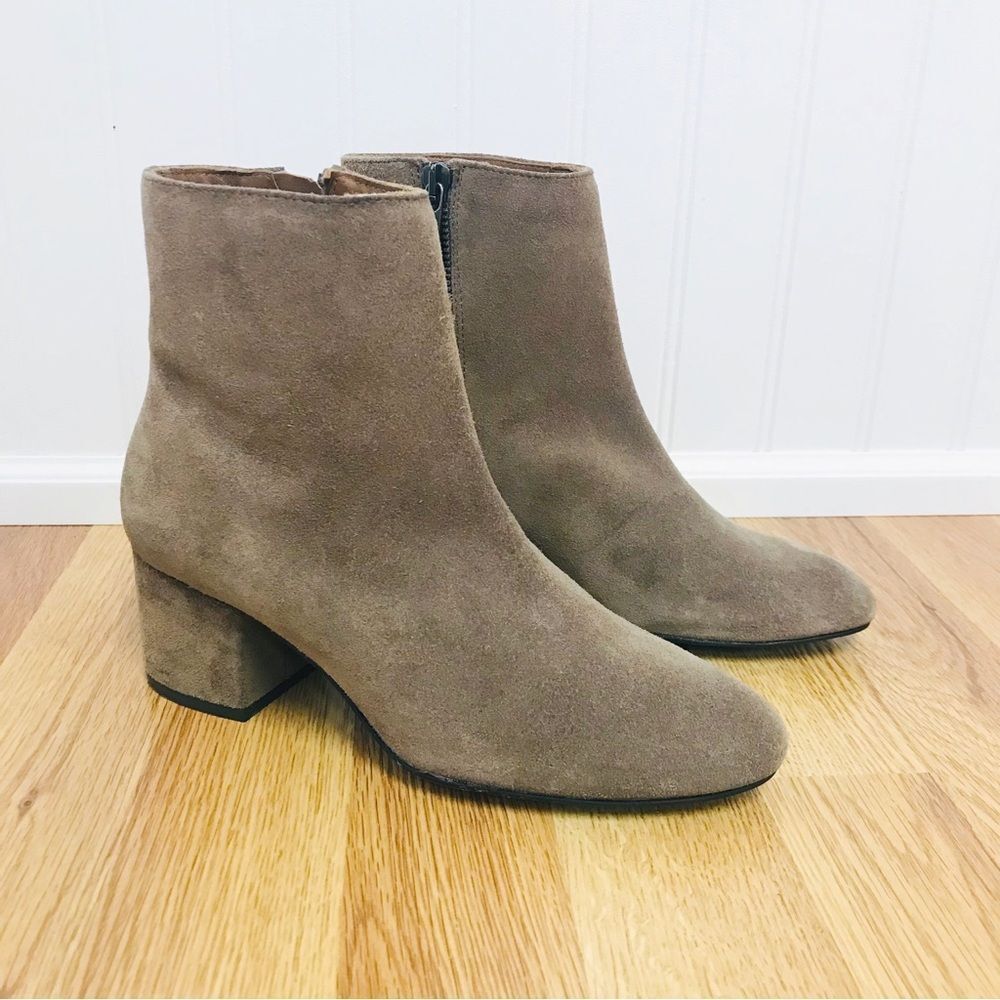 THURSDAY BOOT CO Highline Taupe Suede Ankle‎ Boot Bootie Chunky Heel Size 5 New - Picture 2 of 11